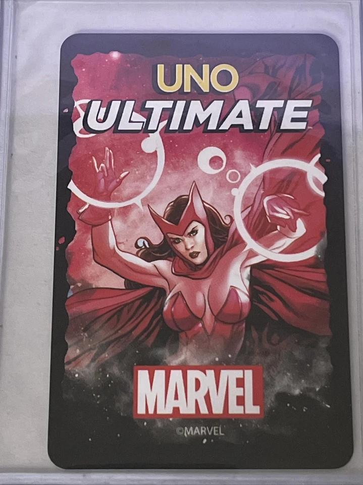 UNO ULTIMATE MARVEL SCARLET WITCH HEX BOLT FULL HOLO CHASE FOIL SUPER RARE 🔥 - Image 2 of 2