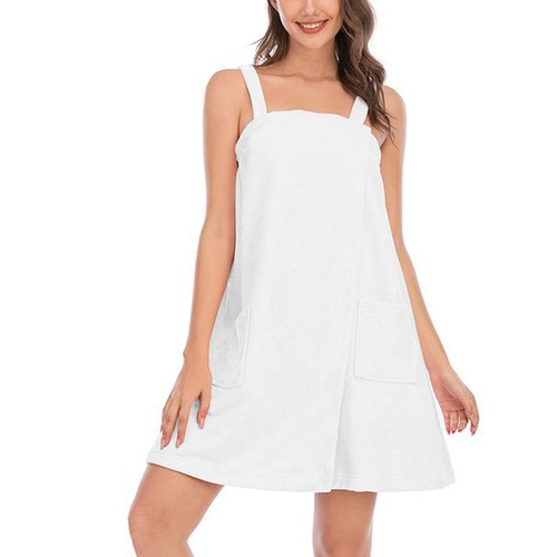 Women's Terry Cloth Towel Wrap Tank After Shower Dress Bath Spa Cozy Shower Robe - Picture 3 of 73