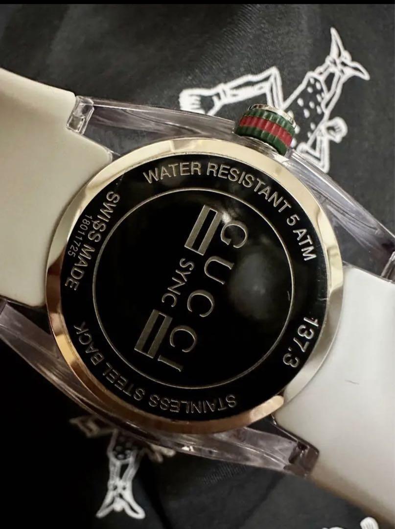 Auth GUCCI watch GUCCI SYNC rubber belt unisex white Dead