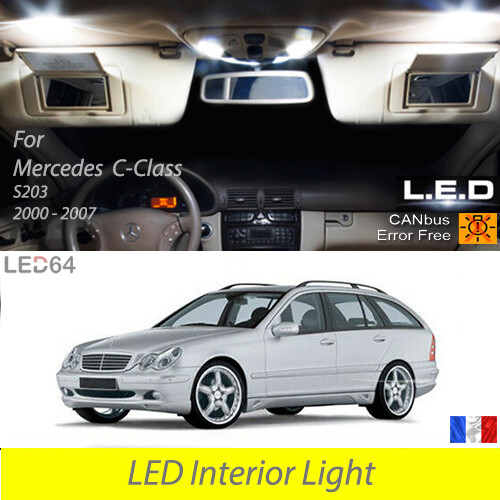 Ampoules LED Mercedes Classe C W203 kit éclairage intérieur blanc Canbus 13 pièces