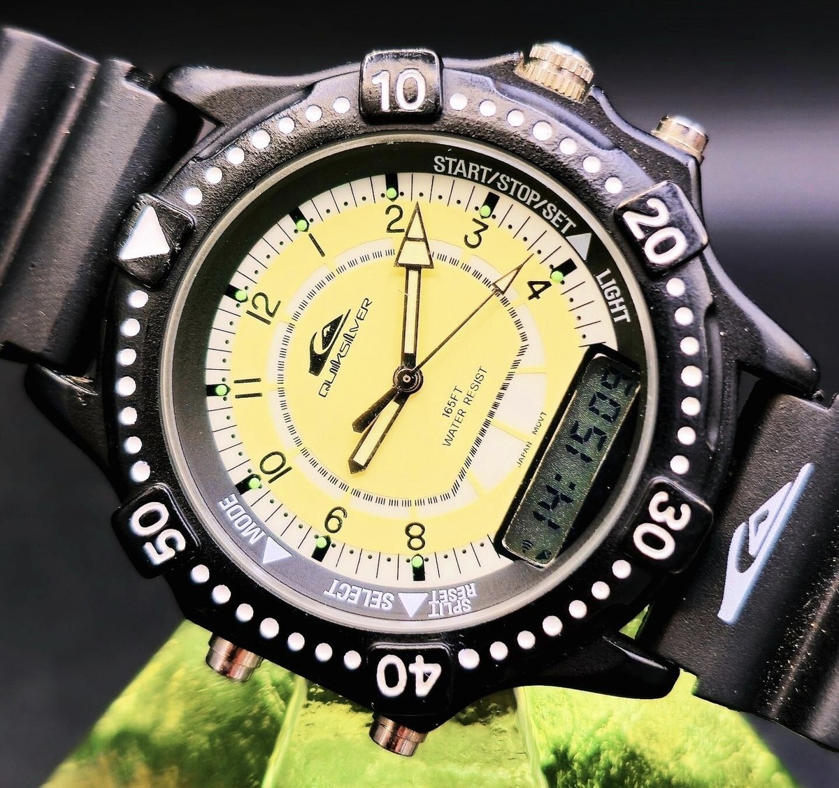 Vintage QUICKSILVER 1990's GMT Date Timer Light Quartz Men's Watch