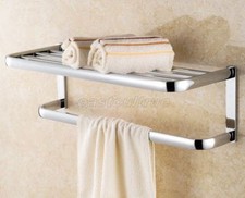 Polished Chrome Wall Mounted Bathroom Towel Bar Towel Shelf Bath Hardware eba831