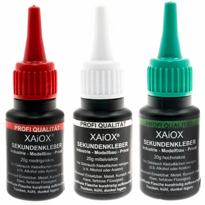 XAIOX® Sekundenkleber dünnflüssig mittel dickflüssig GEL Industrie Extra Modellbau 20g