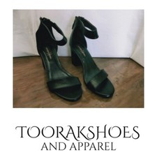 LONDON REBEL Ankle Strap Heels Womens size 6 Leather Block Heel Black
