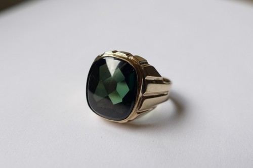 Ring Herrenring Turmalin 333 Gelbgold Vintage um 1970 ring silver