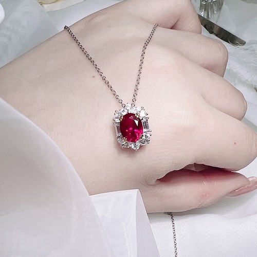 3ct Pigeon Blood Ruby Pendant, 18K Gold Vermeil Statement Jewelry - Picture 4 of 5