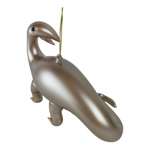 Vintage Brontosaurus Dinosaur Glass Christmas Ornament Gray Silver 5.5 Inch - Picture 8 of 11