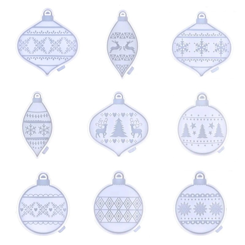 Christmas Keychain Epoxy Resin Silicone Mold with Hole Keyring Pendant Mold