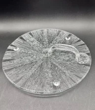 Clear Sweden Lindshammar Glass Cheese Plate With Handle By Christer Sjogren 12in
