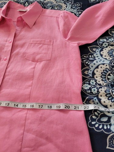 Kim Rogers Signature Blouse 100% Linen Pink Size PXL 3/4 Sleeve Button Up Shirt - Picture 8 of 8