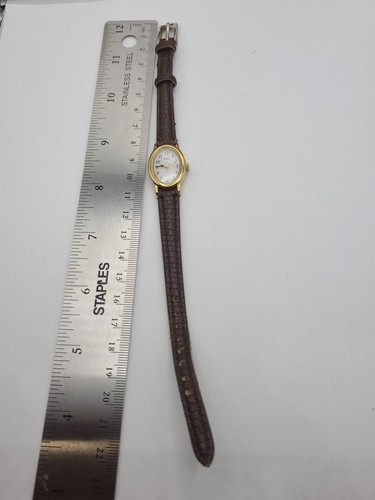Orologio Vintage Timex Donna Ovale Tono Oro Quarzo Quadrante Bianco Nuovo Batteria Funzionante - Foto 14 di 15