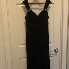 Kathy Roberts Black Sleeveless Long Gown with Beaded Accents,mermaid bottom.