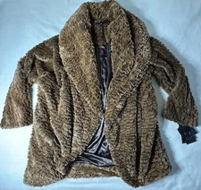 Adrienne Landau 3/4 Length Faux Fur Lined Coat Sz 1x 