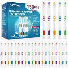 Navona 150 PCS Individually Wrapped Bulk Toothbrush Pack, Disposable Soft Bristl