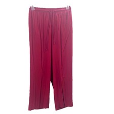 Vintage Carole Little Red Drawstring Rayon Pull on Wide Leg Pants Womens 12