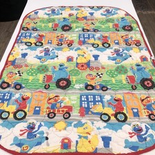 Vtg 1999 Riegel Sesame Street Quilted Crib Blanket Comforter Big Bird Elmo