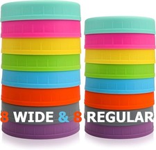 [16Pack] Intended for Mason Jar Lids,8 Wide Mouth Mason Jar Lids 8 Regular Mouth