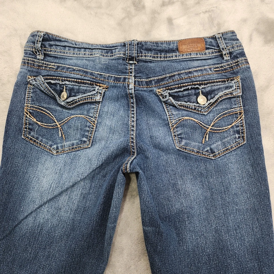 Pantalones de mezclilla vintage Y2K Paris azules para mujer 11 jóvenes azules tiro bajo ajustados elásticos Foto 4 de 4