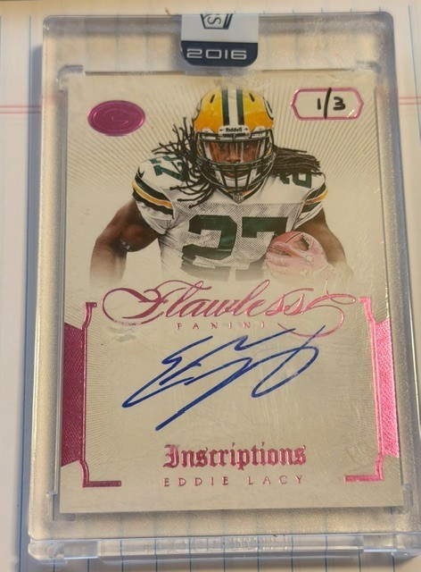 2014 Panini Flawless - Eddie Lacy - Auto Inscriptions #/3 - Packers Honors