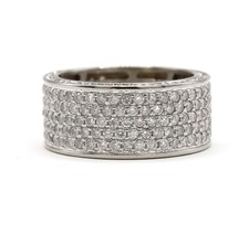 4CT Natural Diamond Pave Thick Statement 14K White Gold Men  s Band Ring