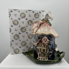 Blue Sky Clayworks Heather Goldminc Pink Fairy Blossom Birdhouse Tealight Holder