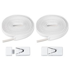 No Tie Shoelaces with 2 Metal Triangle Buckle Clips, 1Pair  White