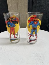 Vintage 1976 Pepsi Super Series DC Comics Supergirl and Superman Glass Set