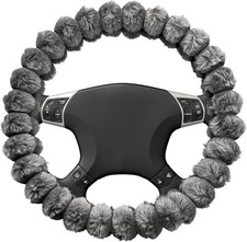 Car Steering Wheel Cover 14.5-15 Inches Anti-slip Plush Fuzzy Steering Gray