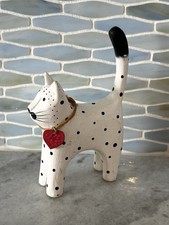 Cat Figurine Wooden Folk Art Black White