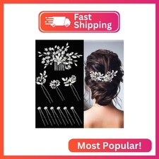10 pcs Bride Hair Pins Rhinestone Bridal Hair Piece for Women Crystal Hair Acces