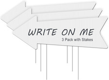 Blank Arrow Signs with Stakes 3 Pack 17 x 6 Inches Wedding Directional Yard Sign