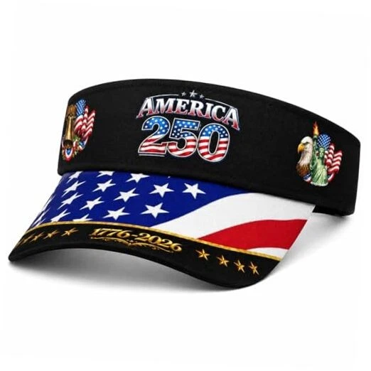 Custom Visor Hat for Men Women Polyester 250th Anniversary Usa Visor Hat