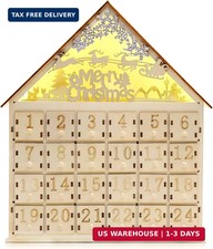 Christmas Wooden Advent Calendar with LED Light 24 Storage Drawers Christmas..