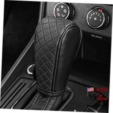 Leather Car Gear Shift Knob Cover, Anti-Slip Breathable Gear Stick Shift Black