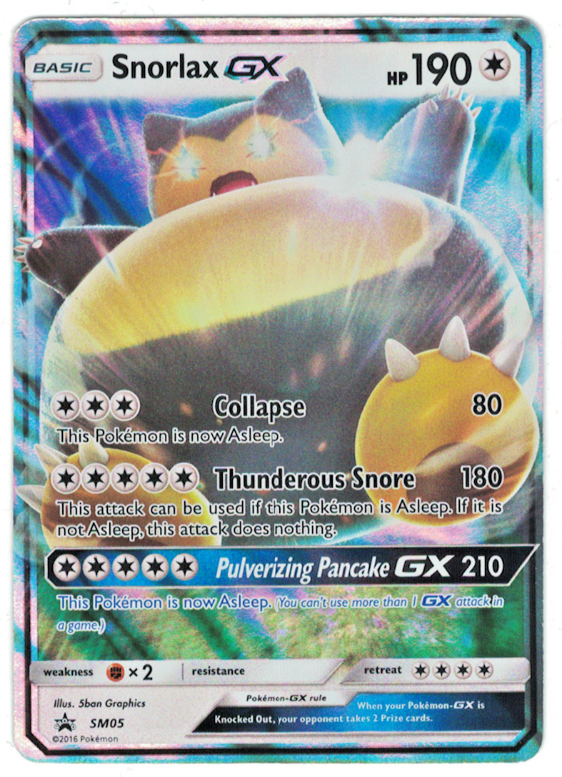 Pokémon TCG Snorlax GX SM05 Sun Moon Black Star Promo Card Near Mint Condition