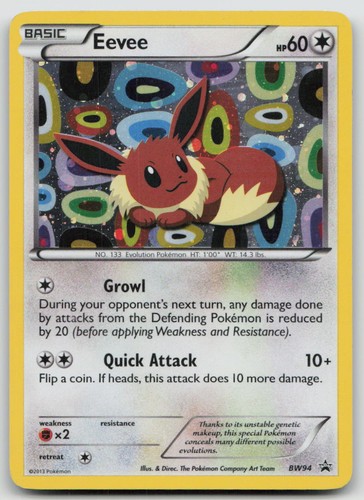 Eevee BW94 Holo Promo Black And White Promo Pokemon NM-