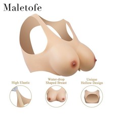Silicone Fake Boobs Hollow Back Breast Forms Chest Enhancer Drag Queens Cosplay