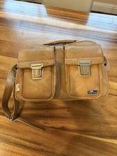 Vintage Marsand Camera Gear Bag Camel Faux Leather Padded Interior Long Strap