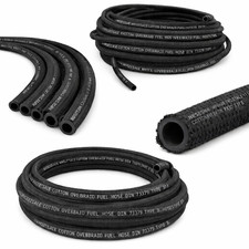 Cotton Braided Rubber Fuel Hose Diesel or Petrol Oil E5 & E10 Safe Overbraid