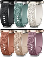 SNBLK Floral Engraved Bands Compatible Samsung Galaxy Watch 7 Band 6 5 4