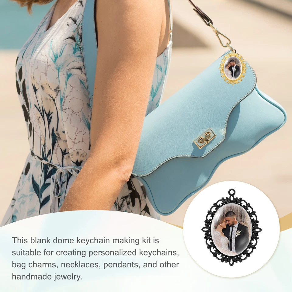 Kit de 10 piezas para hacer colgantes Kit de bandeja colgante ovalada de 30 mm, negro Foto 4 de 4