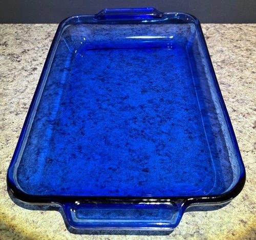 Vintage Anchor Hocking Cobalt Blue 13x9 Glass Baking Dish Casserole #1040