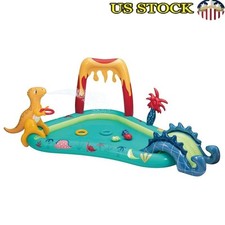 Dino Inflatable Play Center Kiddie Pool W/ Sprinkler Slide Toys Age 2 Plus New