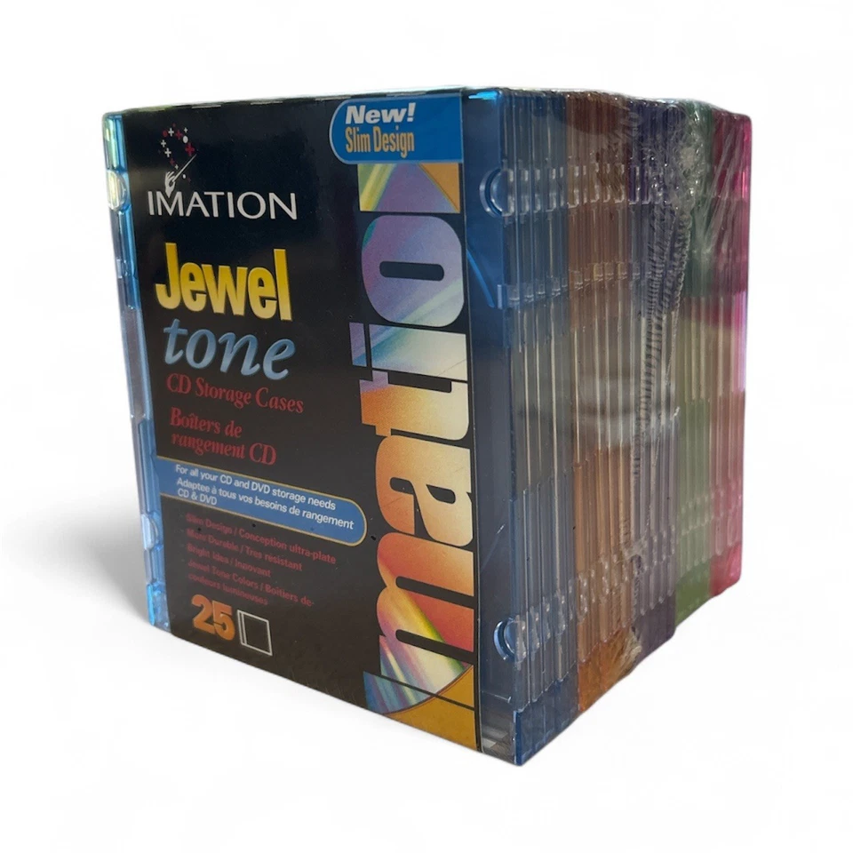 25 Pack Imation Jewel Tone Multi-Color Slim Design CD Storage Cases New Sealed - Image 3 of 4