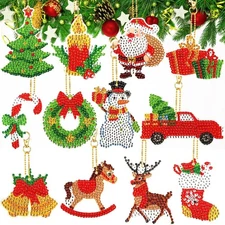 12 Pcs Christmas Diamond Art Ornaments Kits 5D DIY Diamond Art Painting Craft 
