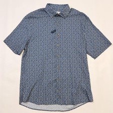 Johnnie-O Shirt Mens Large Blue Floral Hangin Out Short Sleeve Button Up Stretch