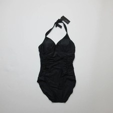 Derssity Womens One Piece Swimsuit Halter Neck Ruched Black Small NWT Swimwear