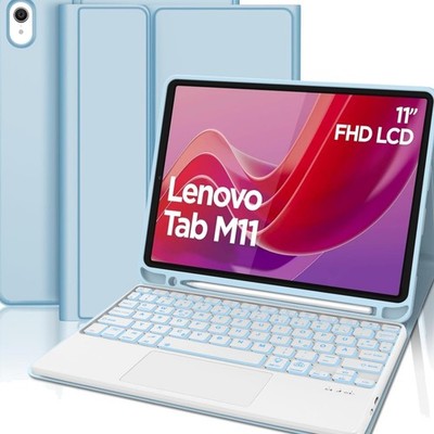 Lenovo Tab M11 2024 Hülle mit Tastatur Bluetooth Beleuchtung Mehrwinkel-Ständer