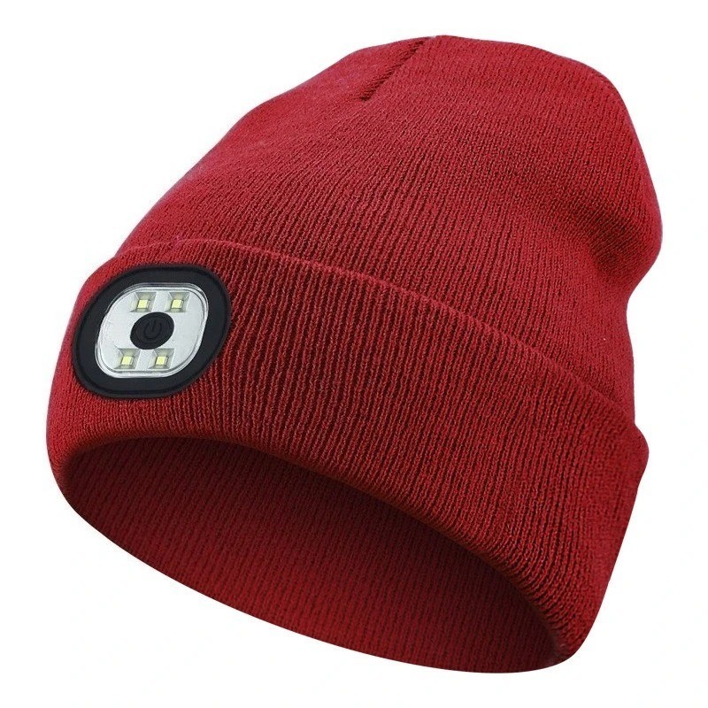 Led Grey Color Unisex LED Beanie Torch Hat USB Rechargeable Battery 5 Hours High ...