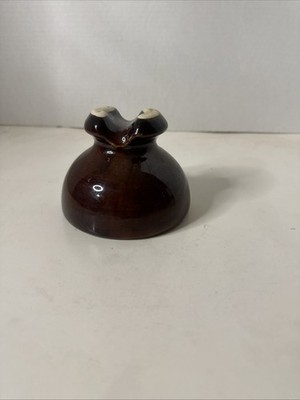 Antique Brown Porcelain Insulator Power Line Utility USA